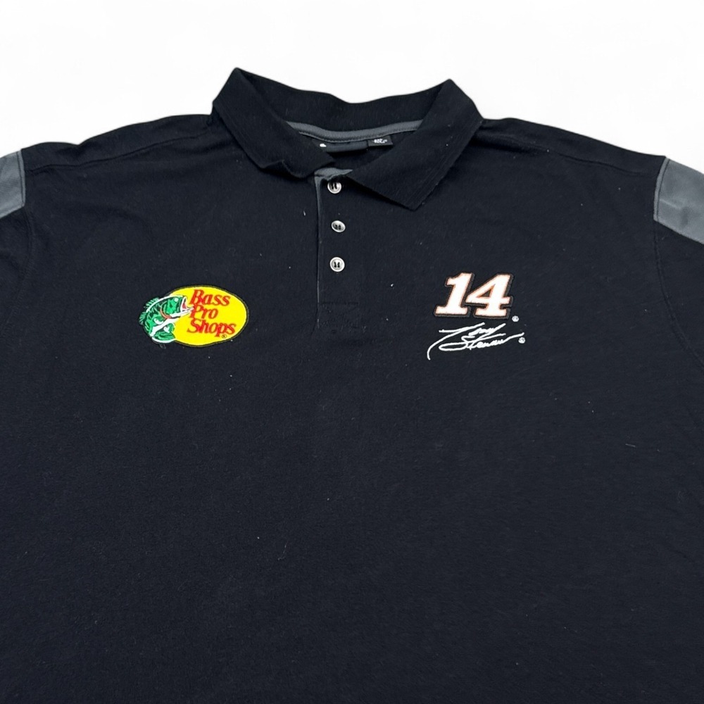 Vintage‎ Nascar Tony Stewart Chase Polo Shirt Mens Size 2XL Black Bass Pro Logo